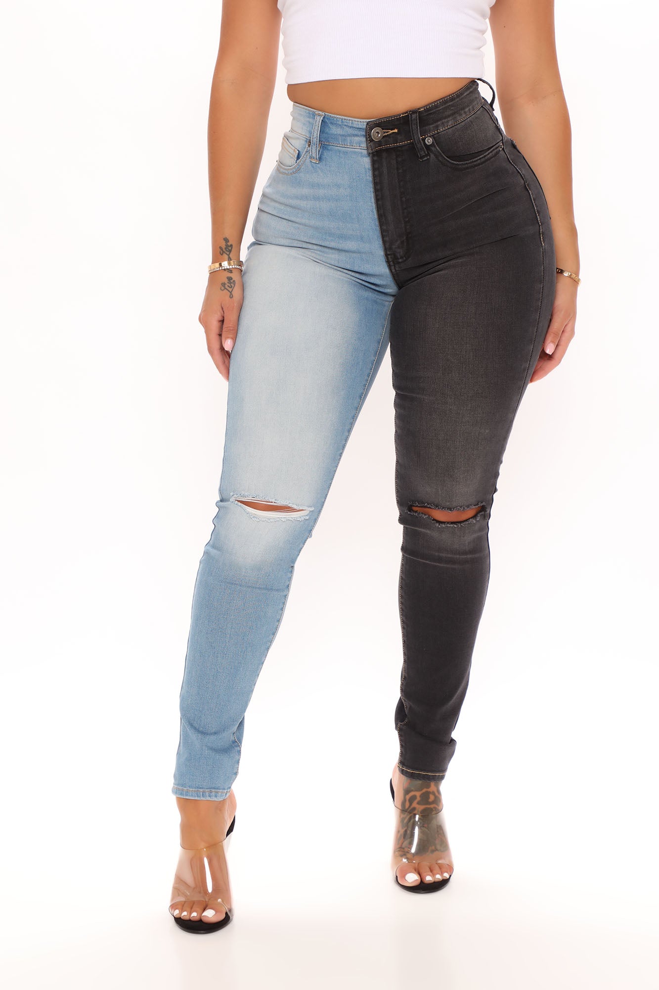 Two Tone For What Sculpting Skinny Jeans - Blue/combo Ins Street