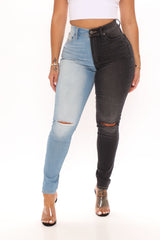 Two Tone For What Sculpting Skinny Jeans - Blue/combo Ins Street