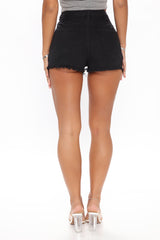 Arlo Distressed Denim Shorts - Black Ins Street