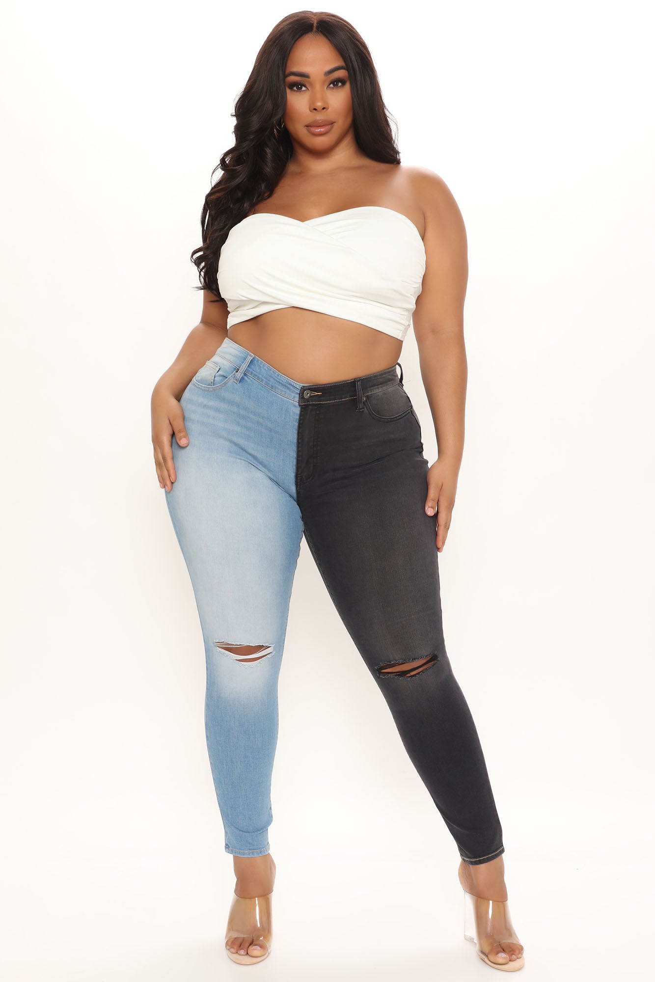 Two Tone For What Sculpting Skinny Jeans - Blue/combo Ins Street