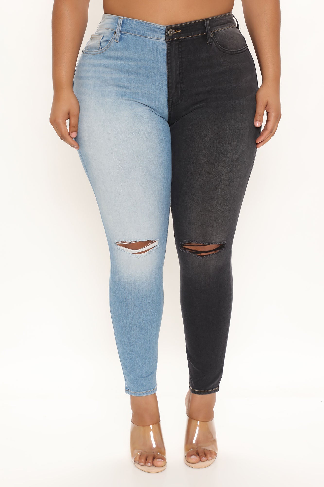 Two Tone For What Sculpting Skinny Jeans - Blue/combo Ins Street
