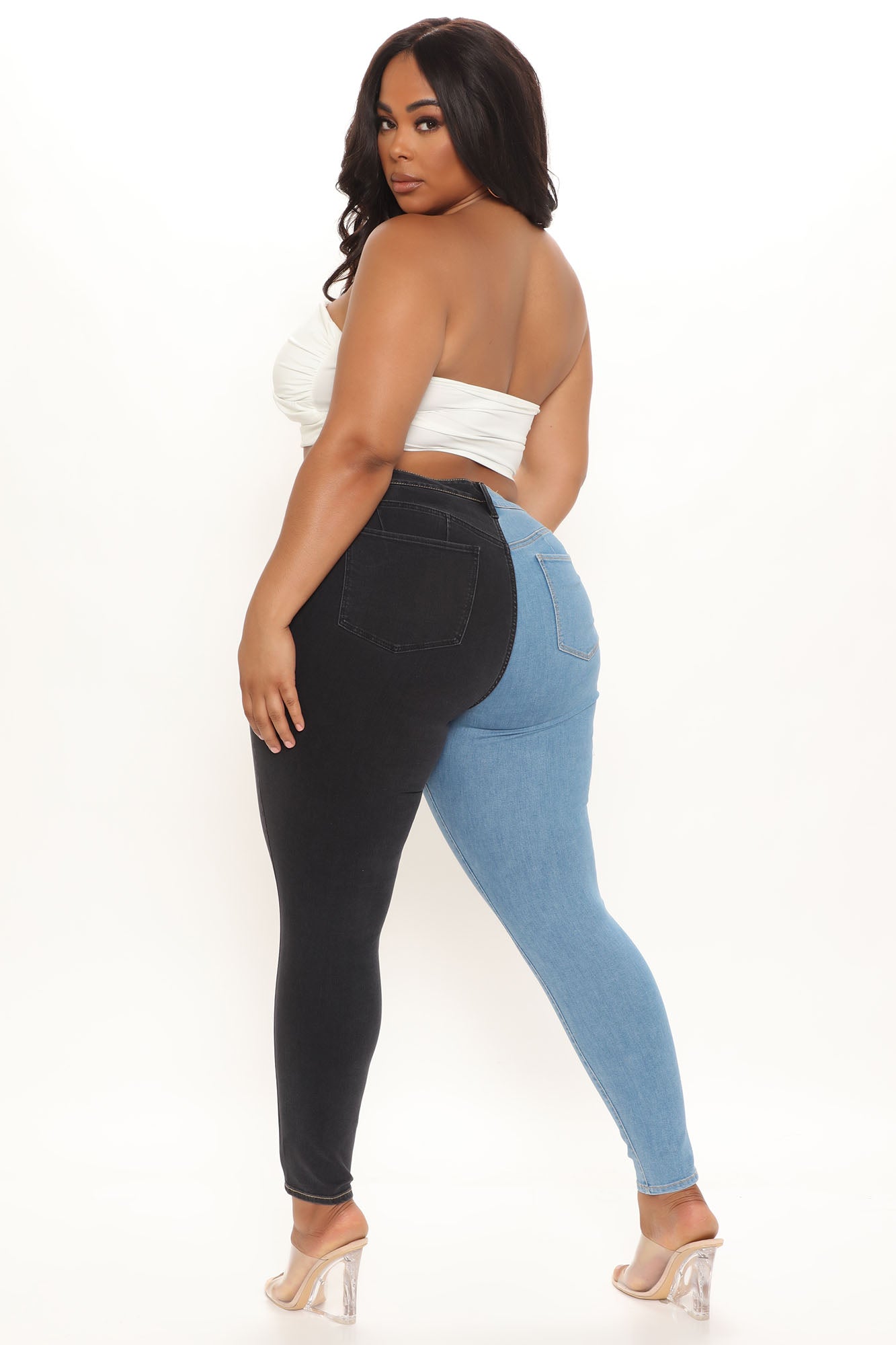 Two Tone For What Sculpting Skinny Jeans - Blue/combo Ins Street