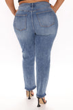 90's Vibe High Rise Tapered Jeans - Medium Blue Wash Ins Street