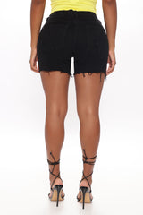 Izzy Mid Rise Denim Shorts - Black Ins Street