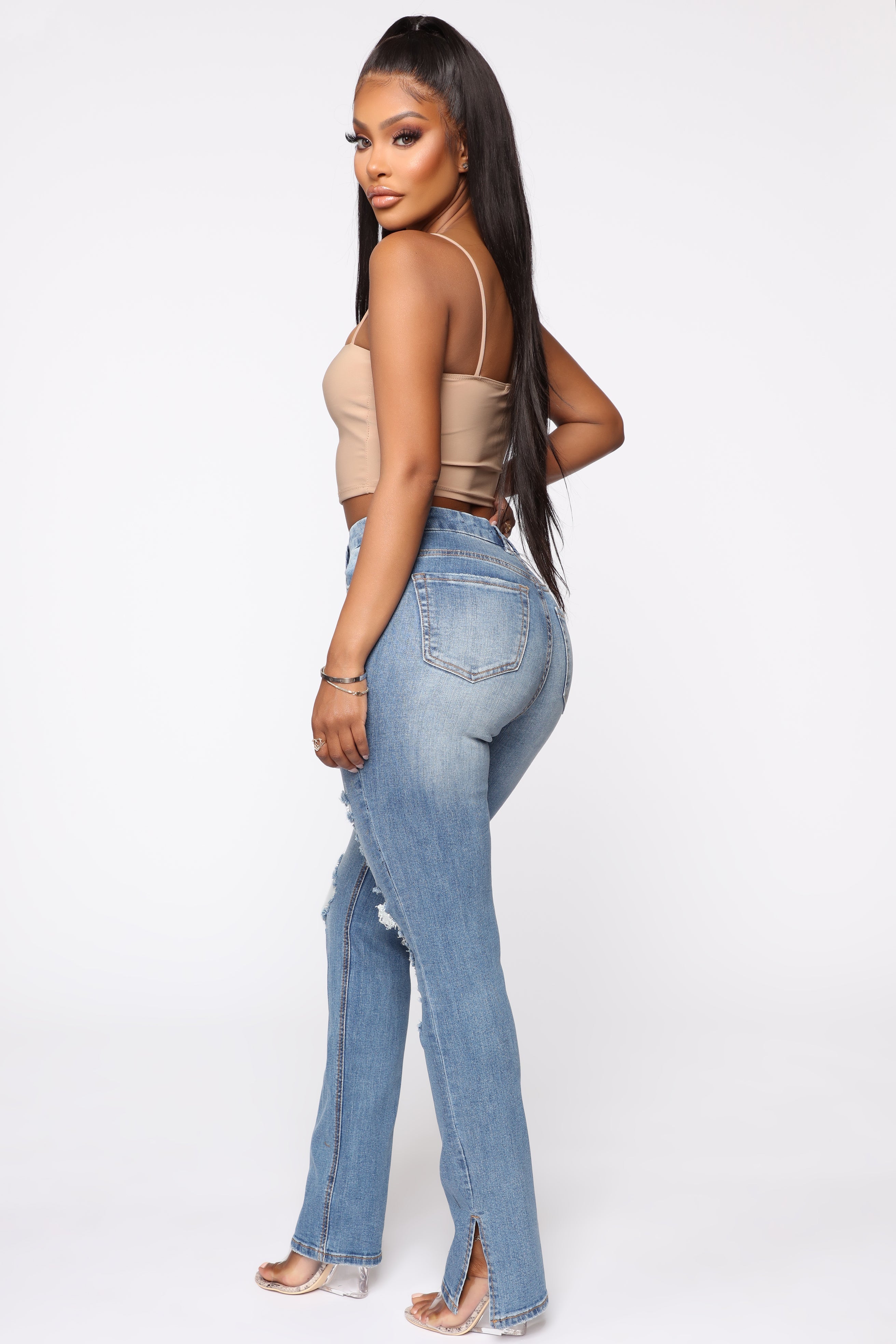 Killing 'Em Kindly High Rise Jeans - Medium Blue Wash Ins Street
