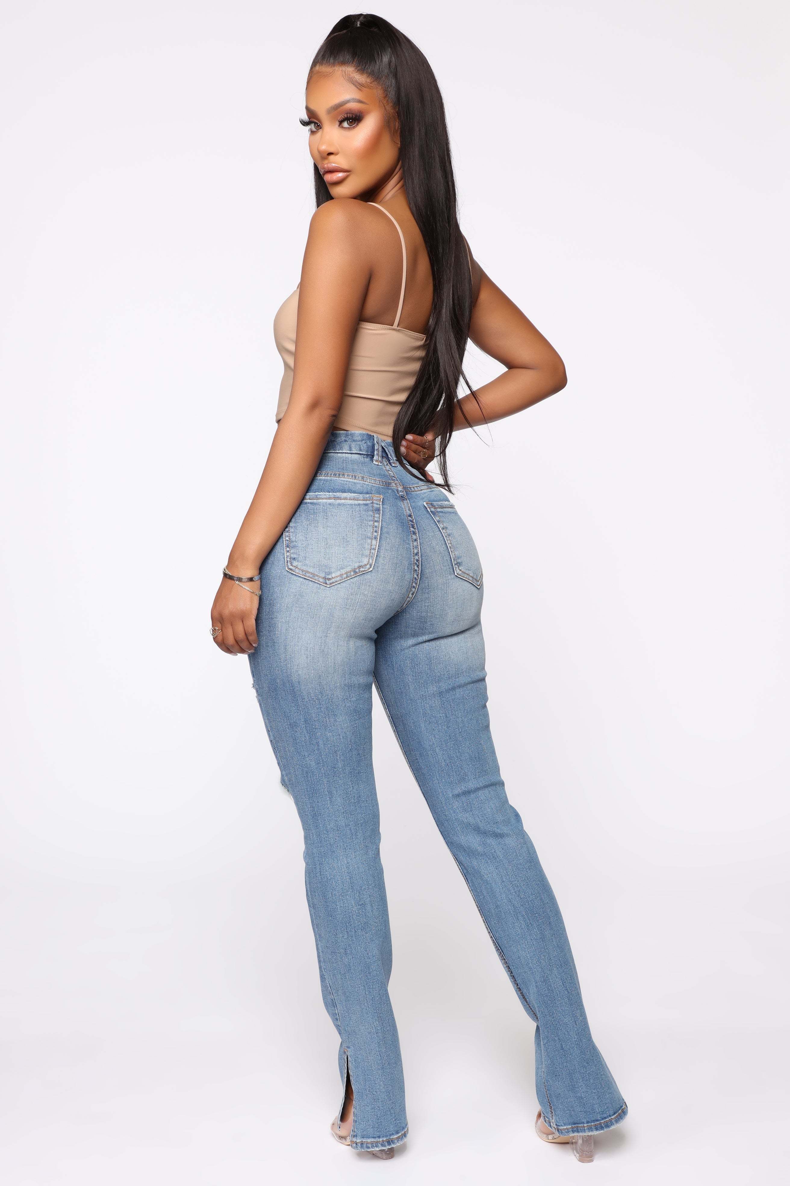 Killing 'Em Kindly High Rise Jeans - Medium Blue Wash Ins Street