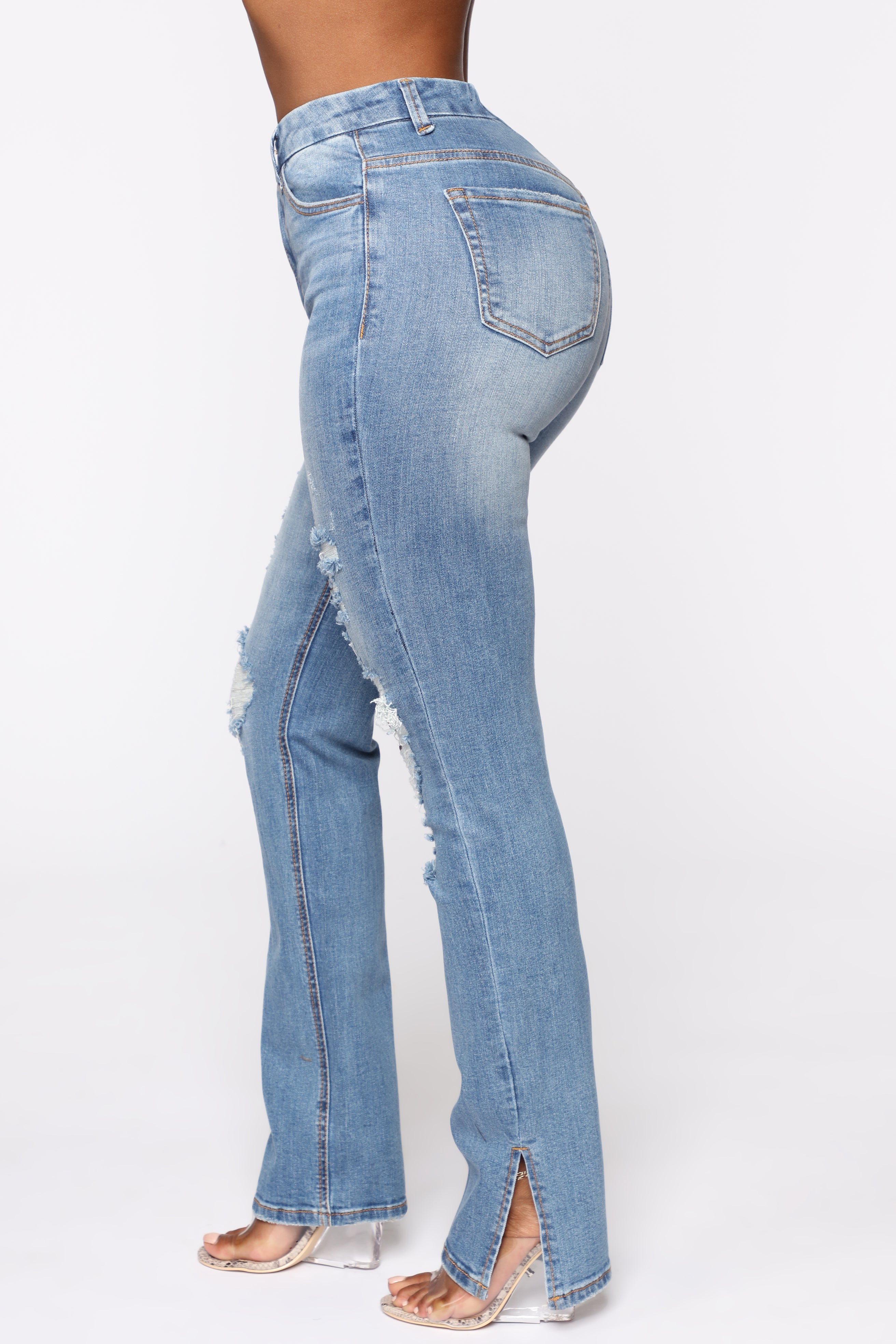 Killing 'Em Kindly High Rise Jeans - Medium Blue Wash Ins Street