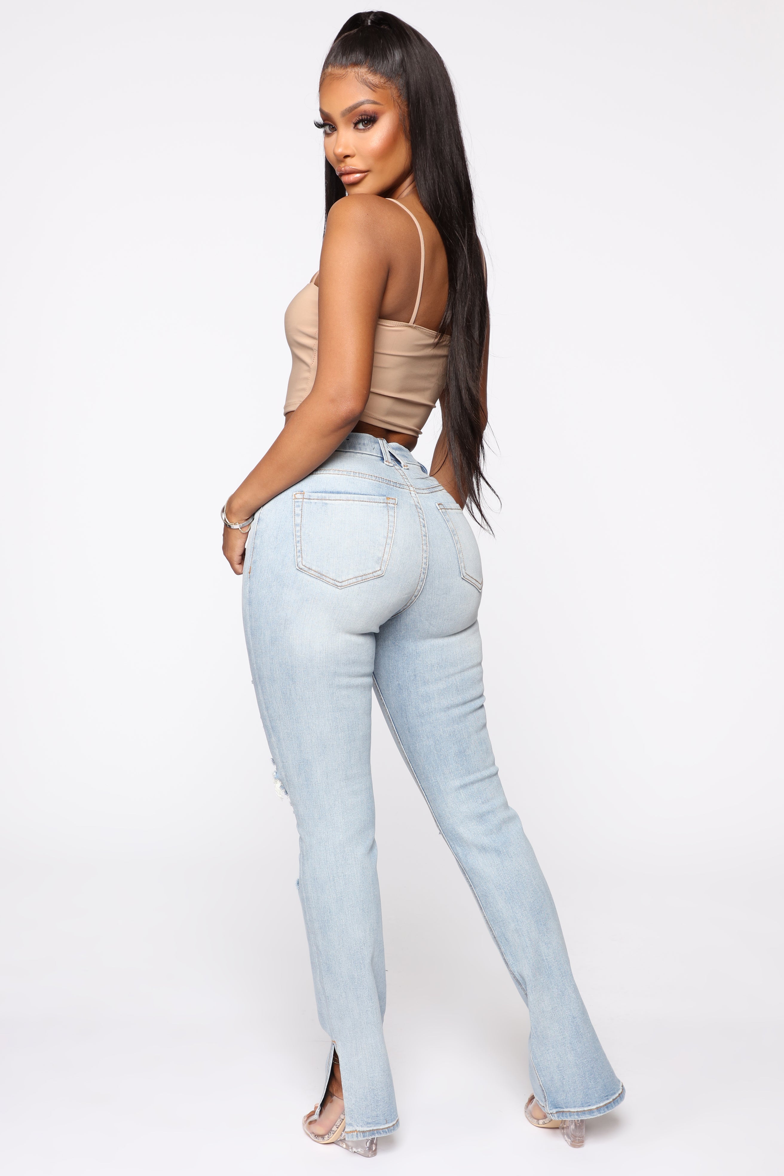Killing 'Em Kindly High Rise Jeans - Light Blue Wash Ins Street