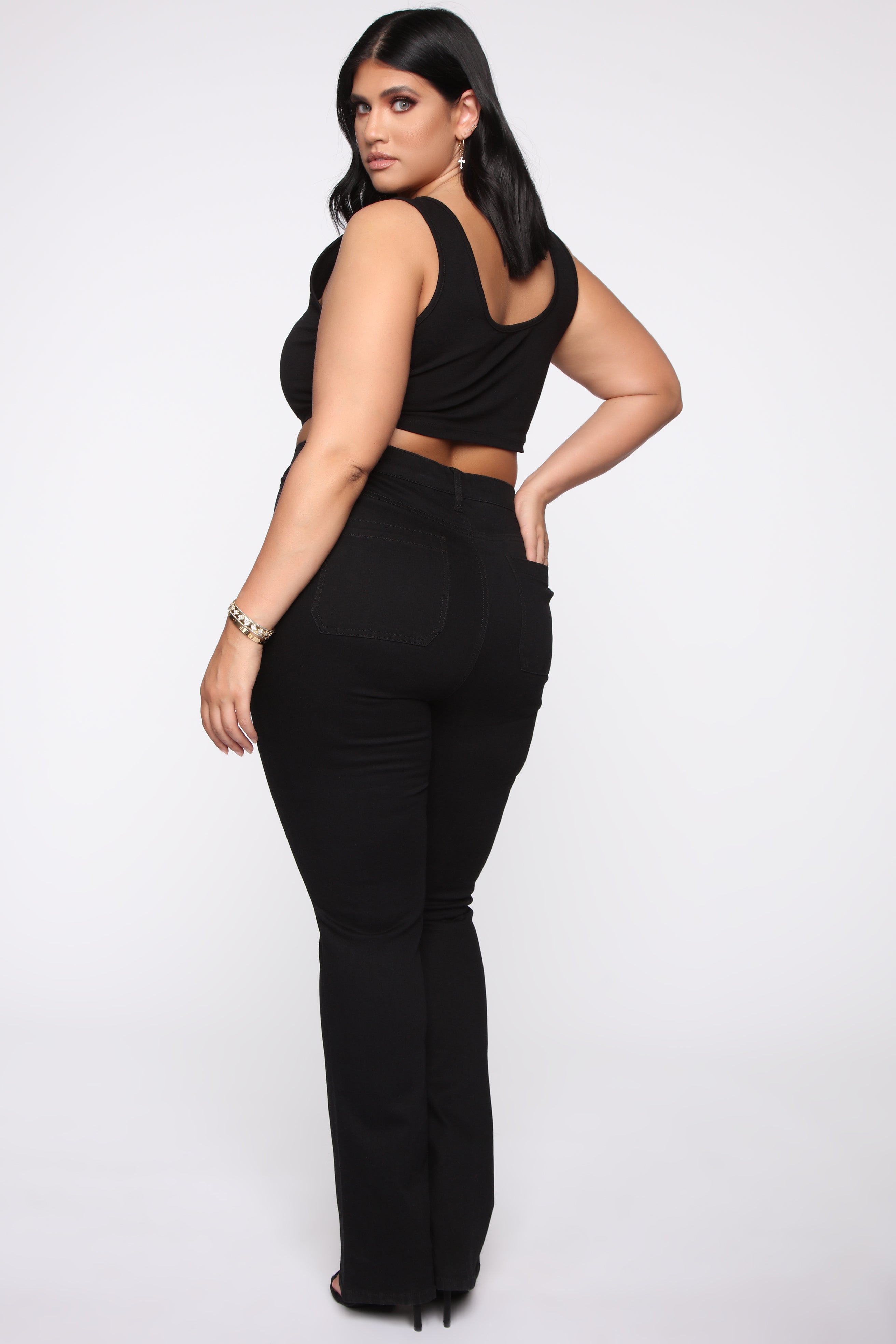Katt Flare Button Jeans - Black Ins Street