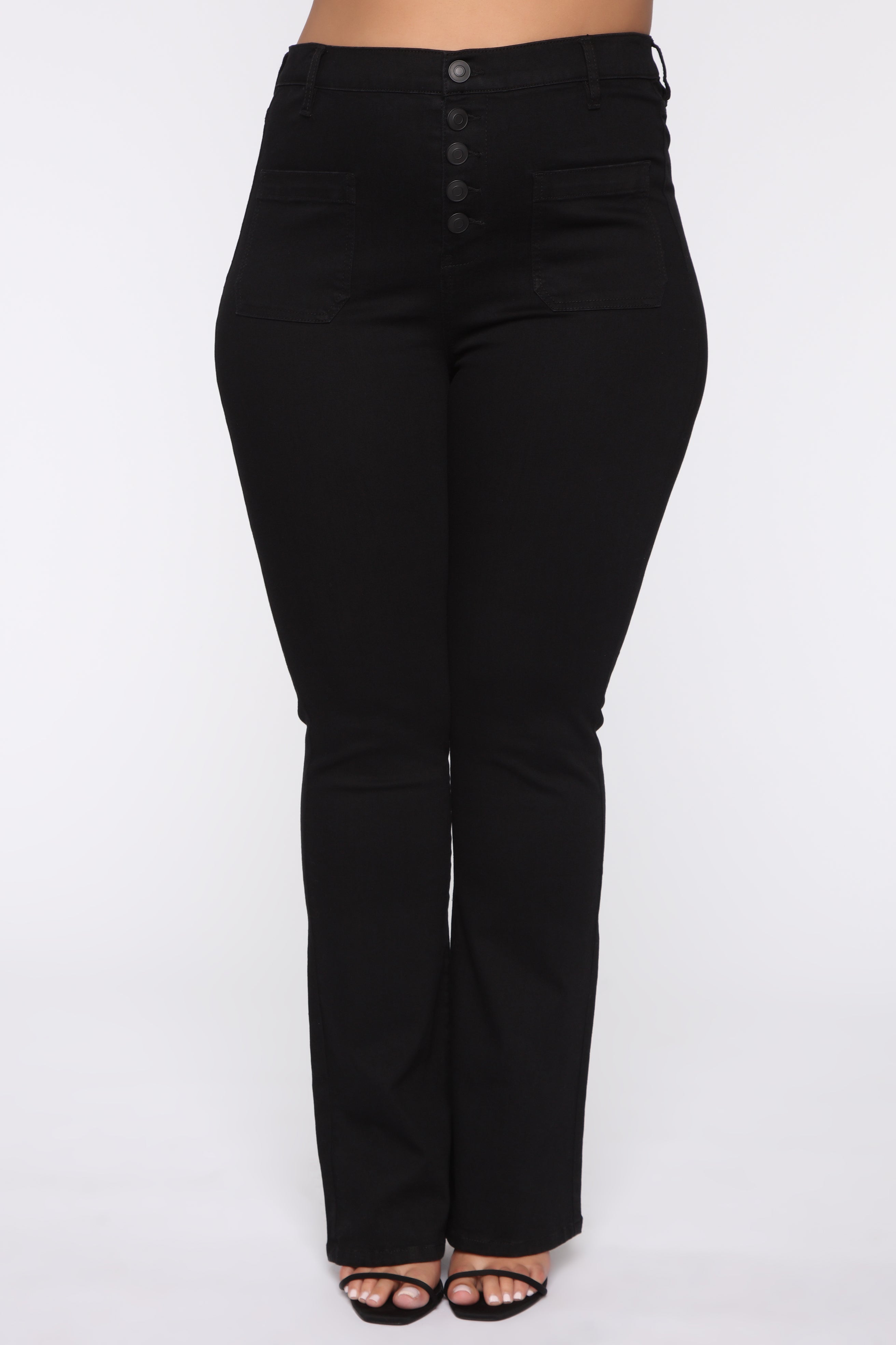 Katt Flare Button Jeans - Black Ins Street