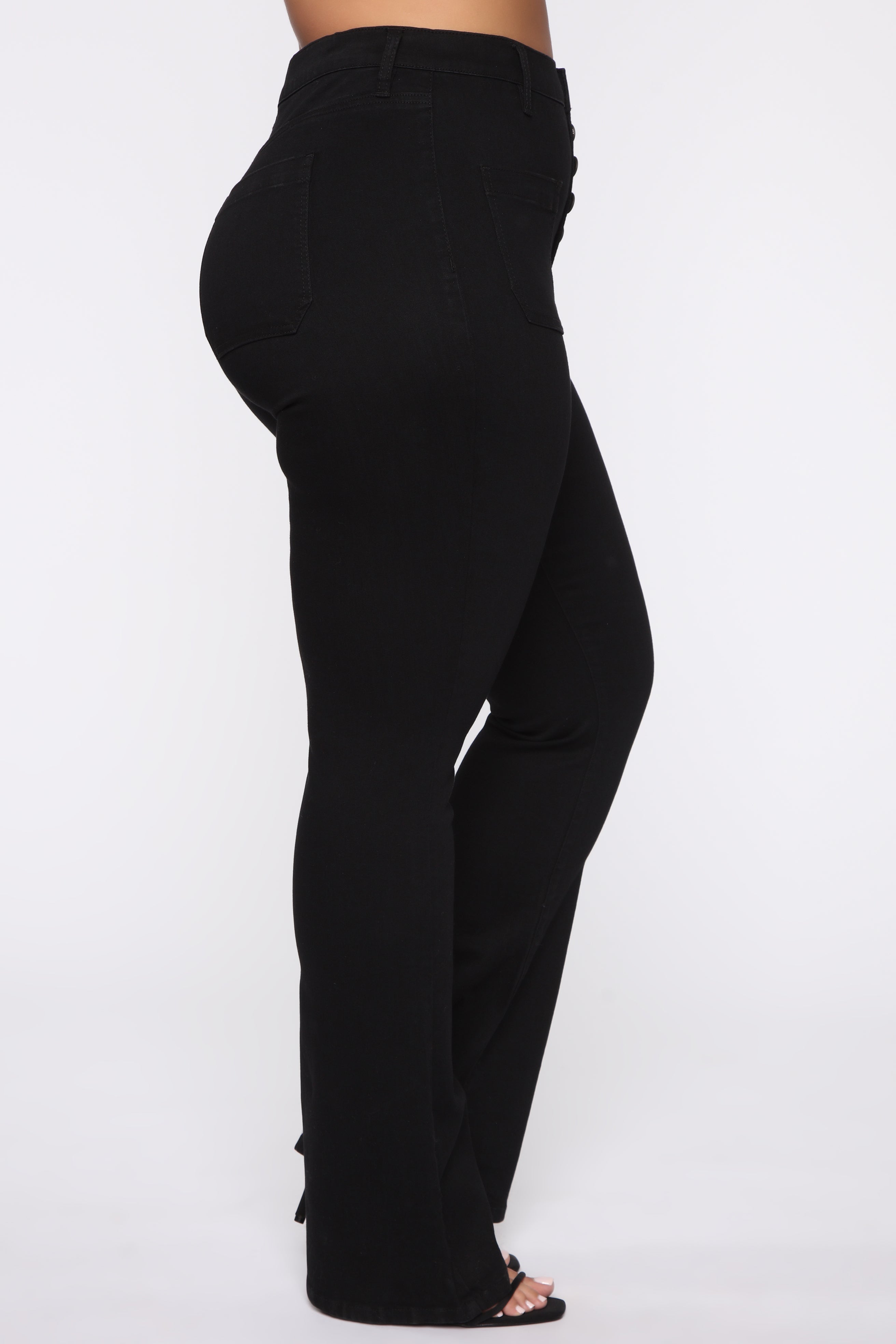 Katt Flare Button Jeans - Black Ins Street
