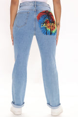 California Dreams Ripped Boyfriend Jeans - Medium Blue Wash Ins Street