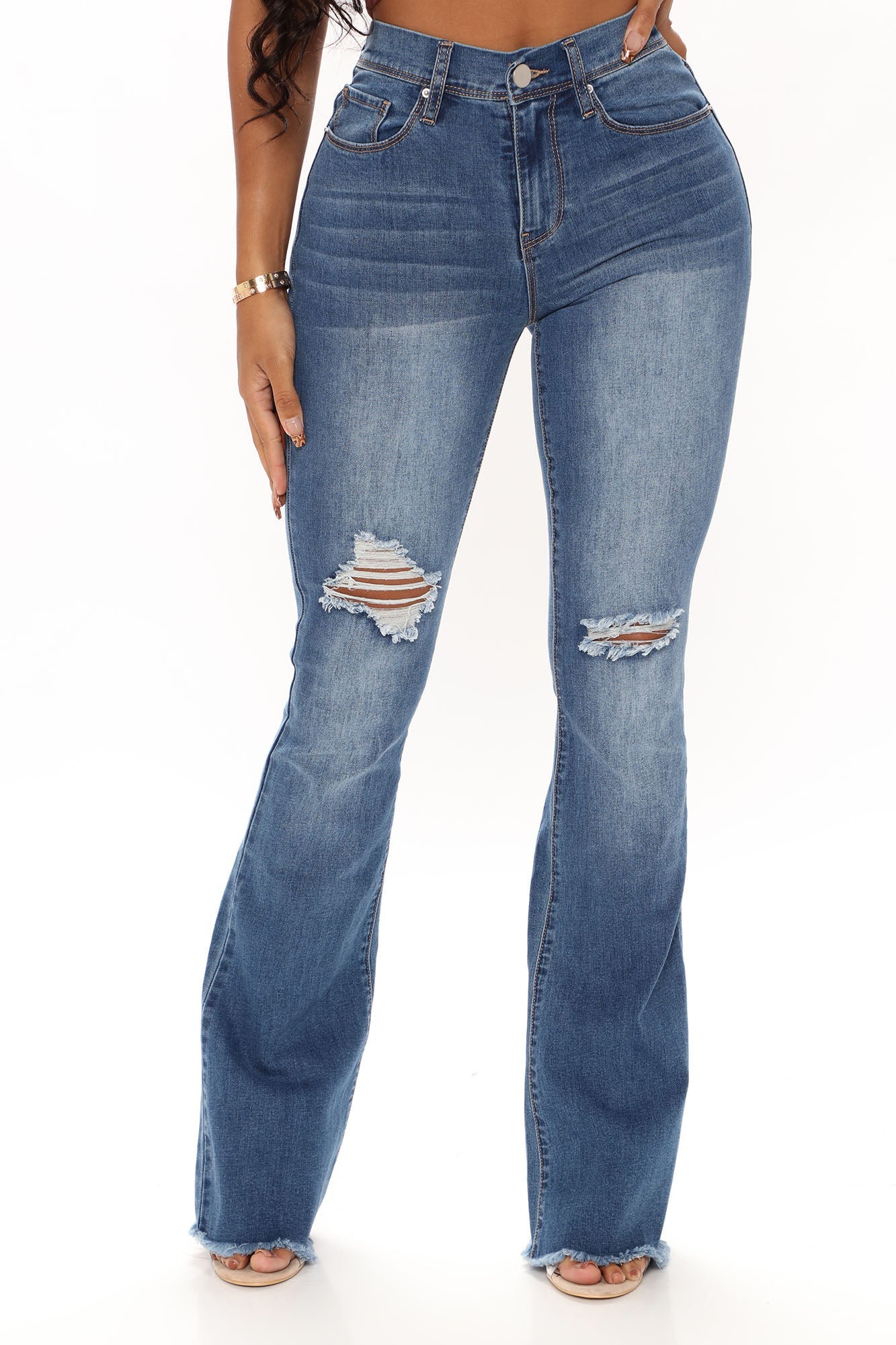 No Worries No Gap Proof Stretch Flare Jeans - Medium Blue Wash Ins Street