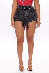 Under Deconstruction Acid Wash Denim Shorts - Acid Wash Black Ins Street