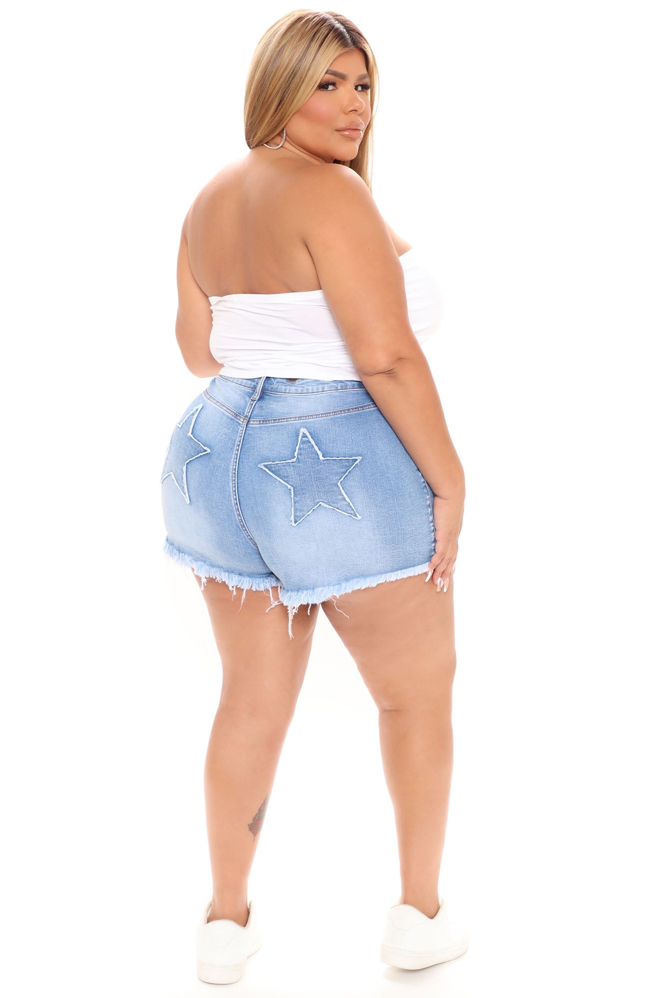 You're A Star Cut Off Denim Shorts - Medium Blue Wash Ins Street