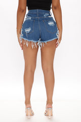 A Step Ahead Crossover Denim Shorts - Dark Wash Ins Street