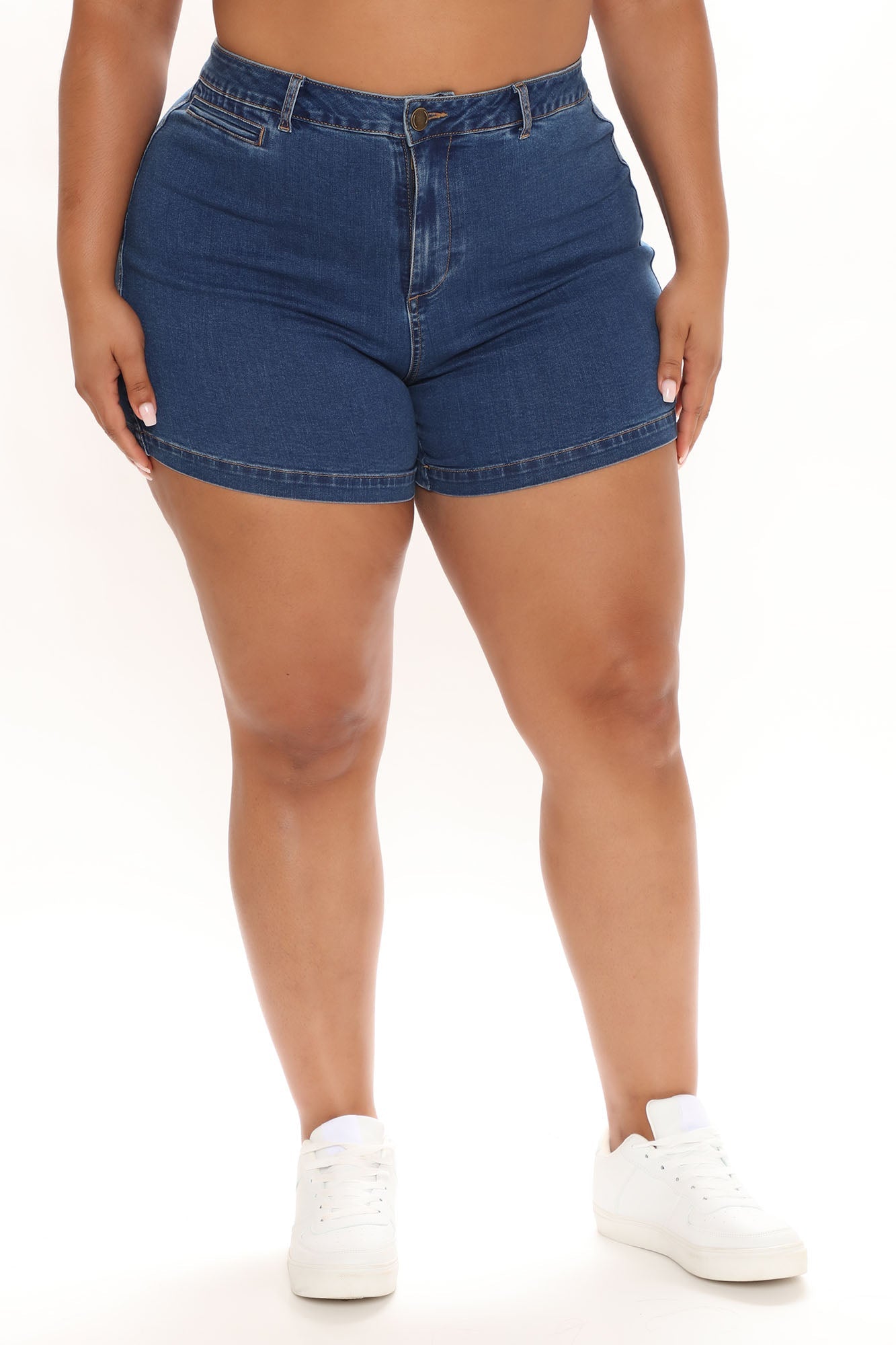 High Spirits Super Stretch Denim Shorts - Medium Blue Wash Ins Street