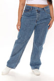 Crossover Straight Leg Jeans - Medium Blue Wash Ins Street