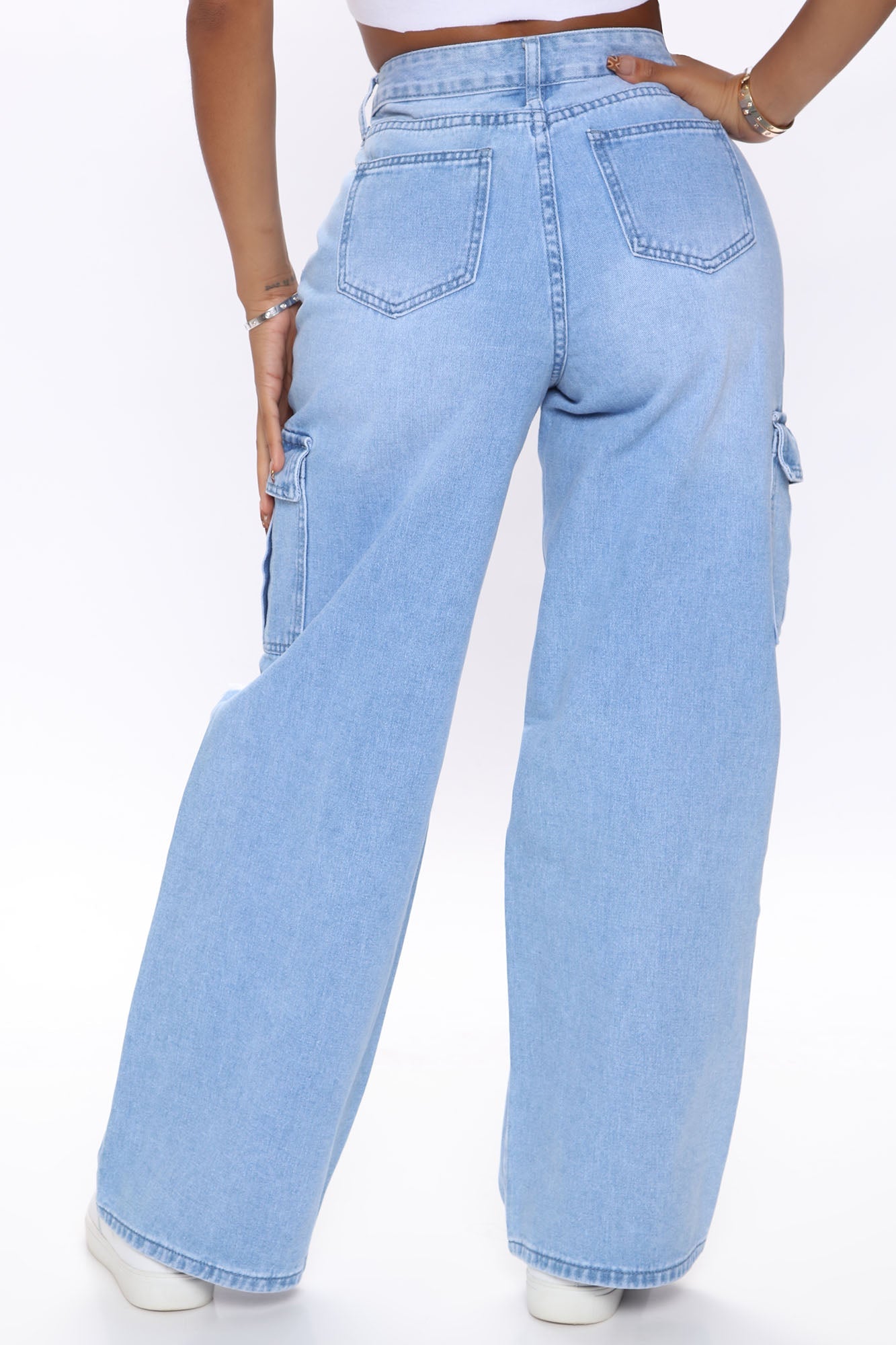 Totally Tubular Non Stretch Cargo Skater Jeans - Medium Blue Wash Ins Street