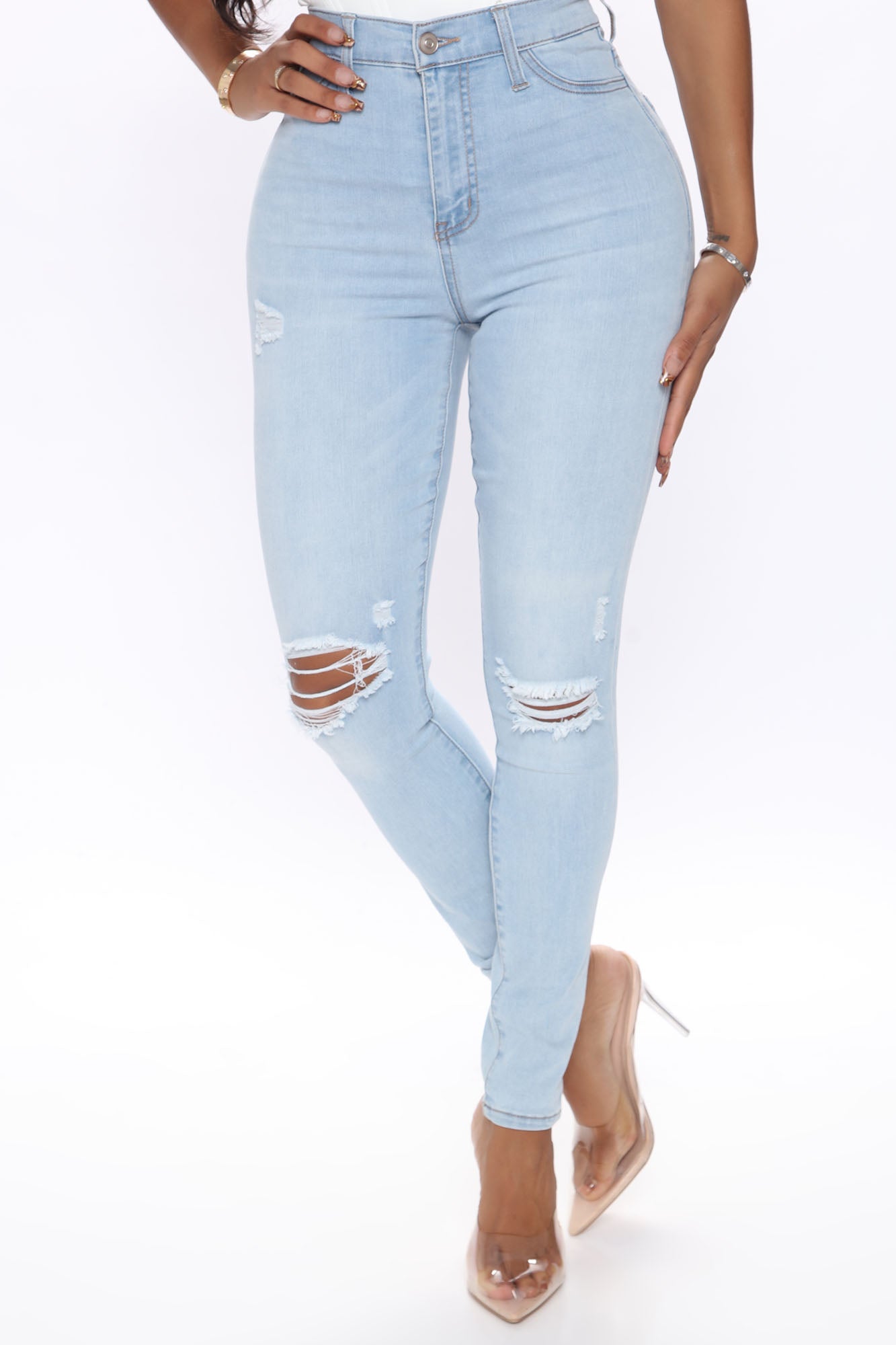Our Favorite High Rise Skinny Jeans - Light Blue Wash Ins Street