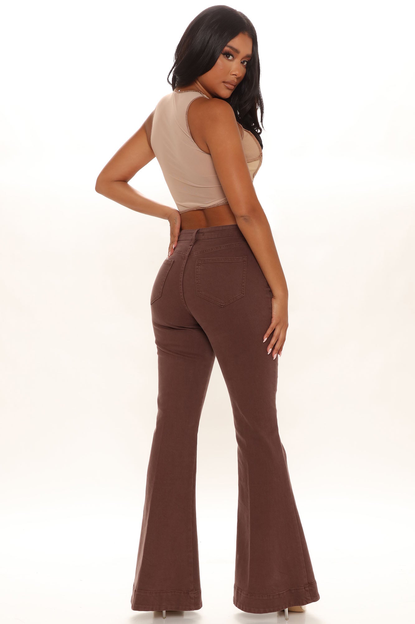 South Of France Trouser Flare Jeans - Chocolate Ins Street