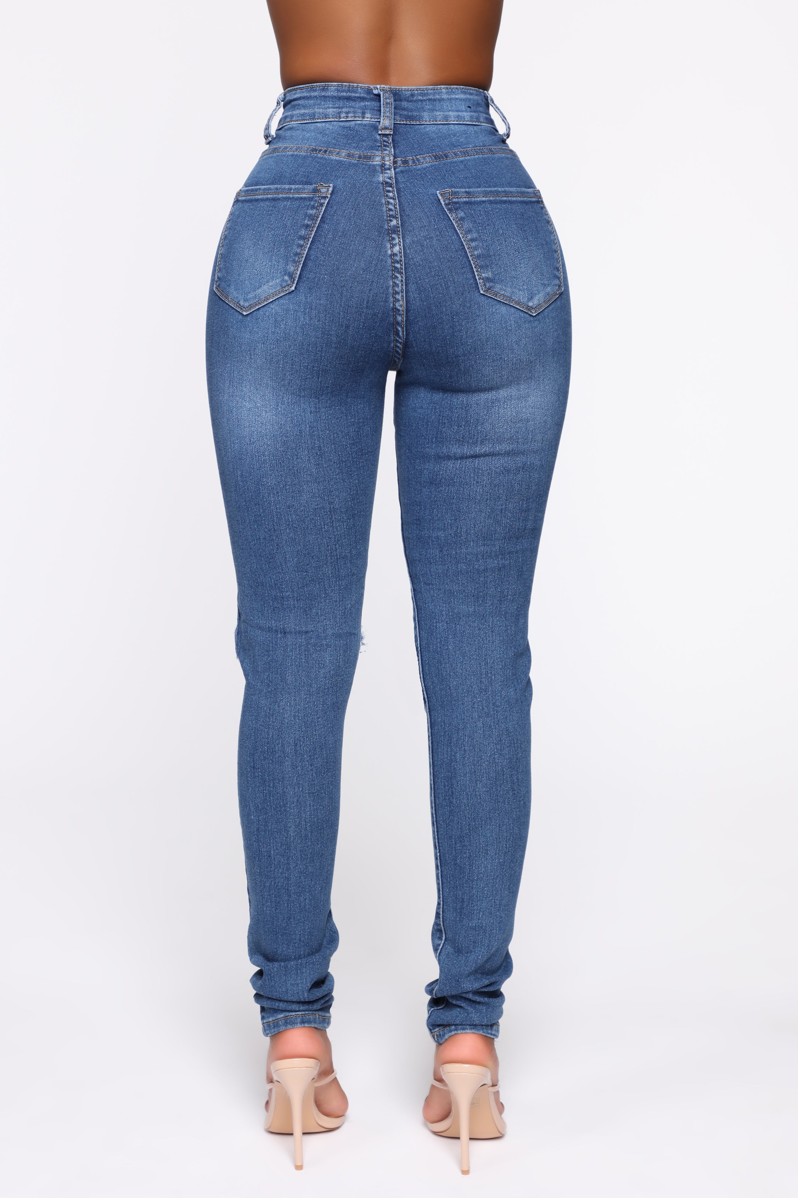 San Antonio Distressed Jeans - Medium Blue Ins Street