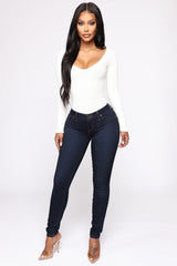 Flex Game Strong Low Rise Skinny Jeans - Dark Blue Wash Ins Street