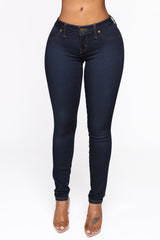 Flex Game Strong Low Rise Skinny Jeans - Dark Blue Wash Ins Street