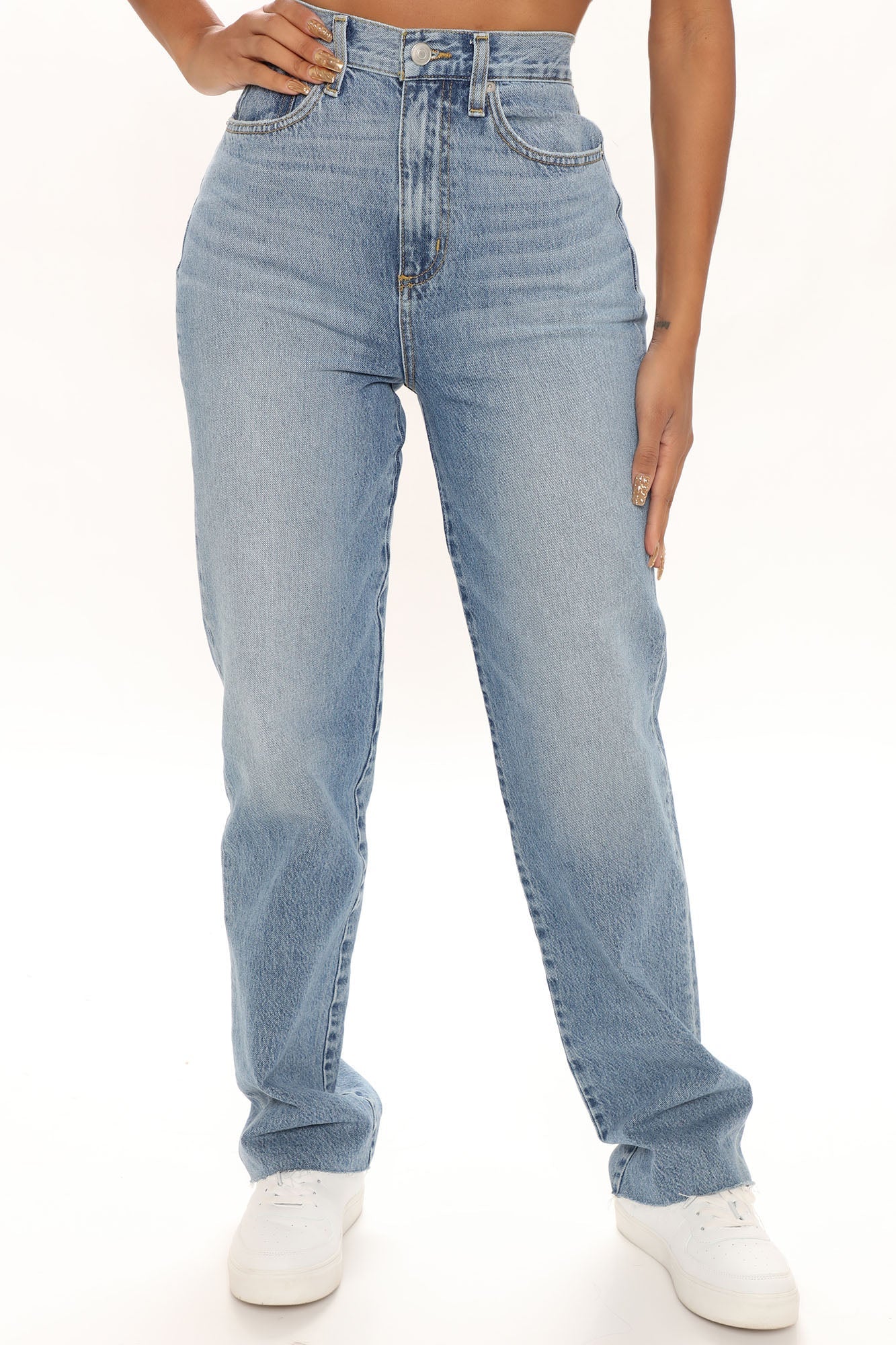 90's Babe Straight Leg Jeans  - Medium Blue Wash Ins Street