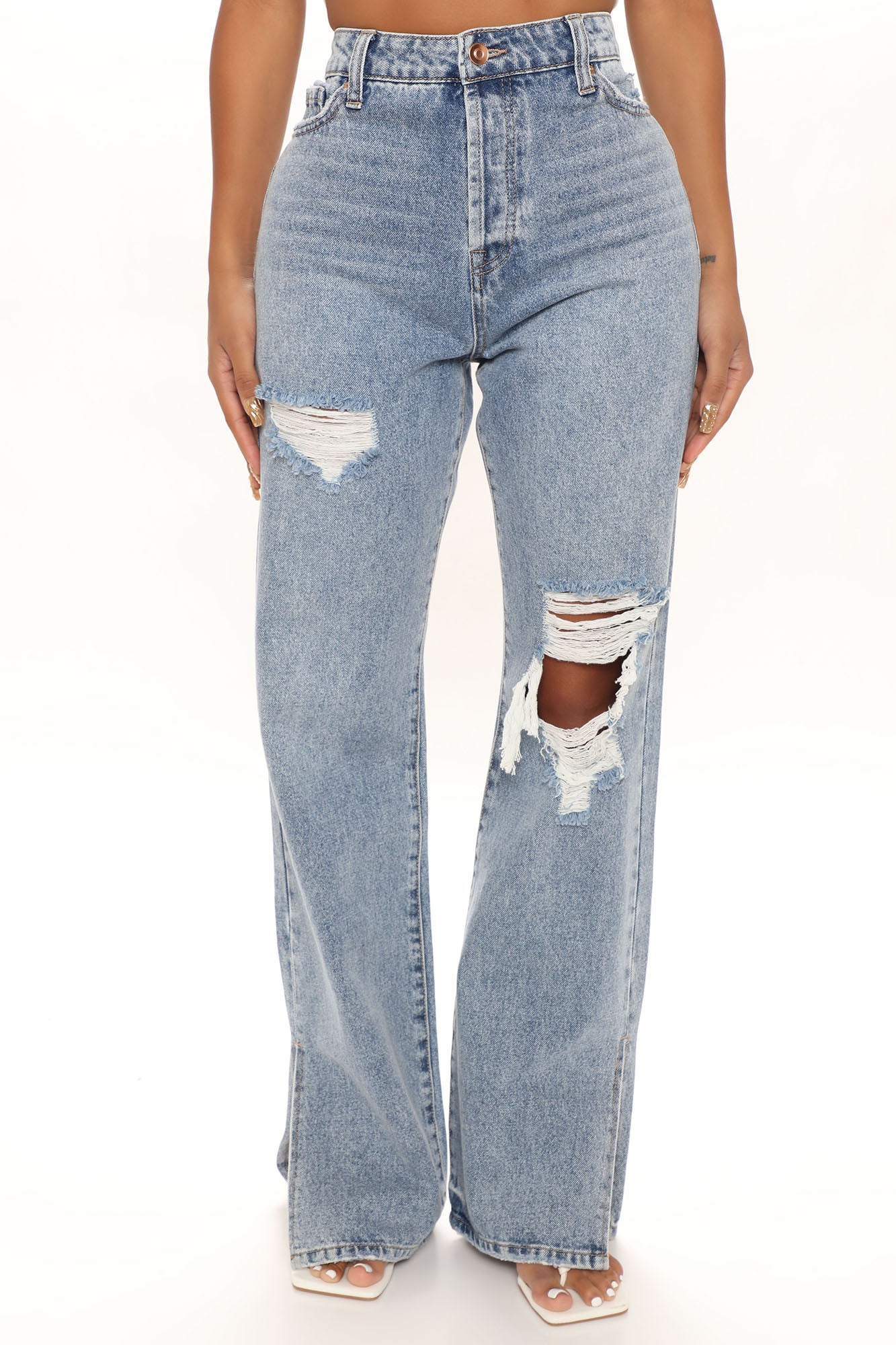 Go Back To The 90's Side Slit Jeans - Medium Blue Wash Ins Street