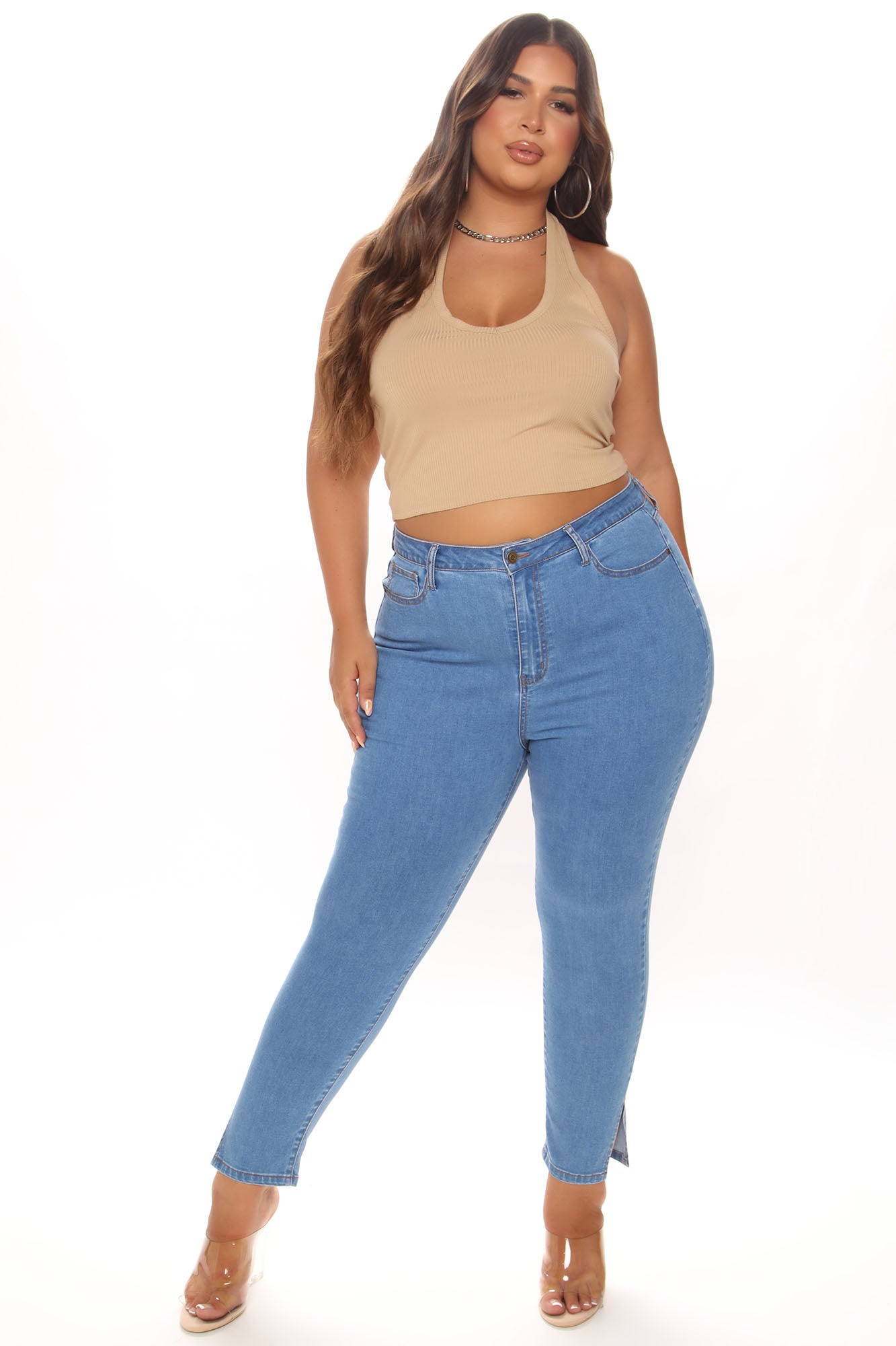 Upper East Side Split Ankle Jeans - Medium Blue Wash Ins Street
