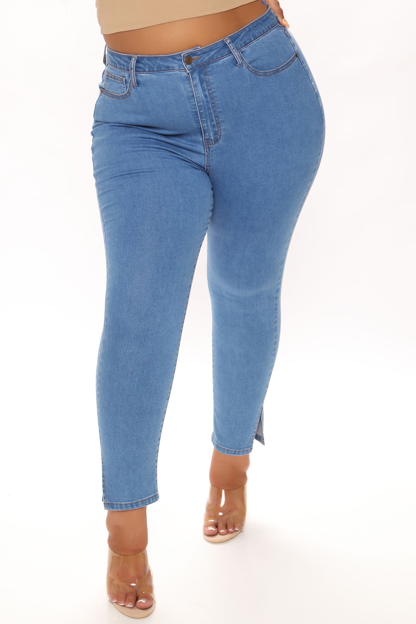 Upper East Side Split Ankle Jeans - Medium Blue Wash Ins Street