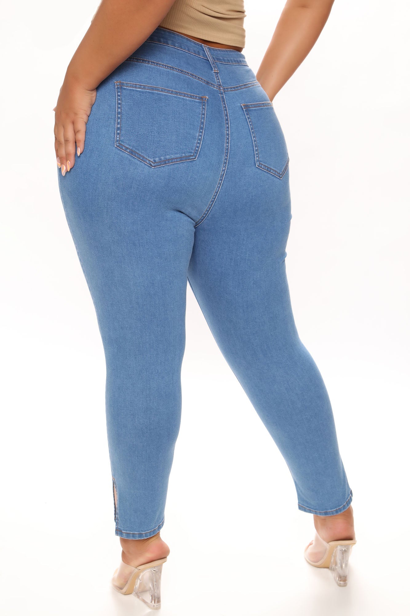 Upper East Side Split Ankle Jeans - Medium Blue Wash Ins Street