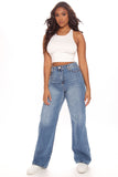 90's Girl Non Stretch Wide Leg Jeans - Vintage Blue Wash Ins Street