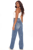 90's Girl Non Stretch Wide Leg Jeans - Vintage Blue Wash Ins Street