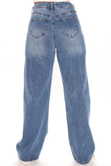90's Girl Non Stretch Wide Leg Jeans - Vintage Blue Wash Ins Street