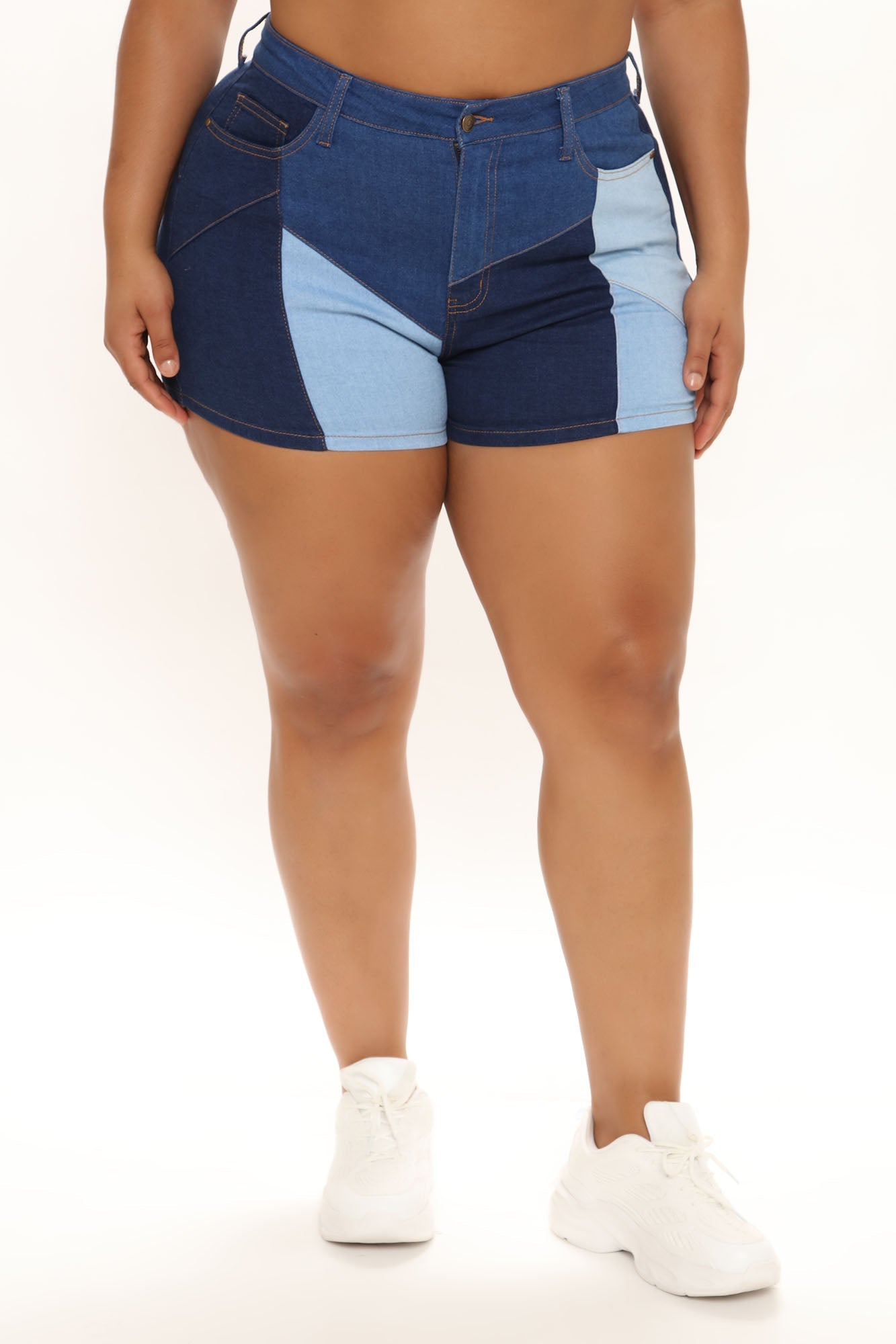 Peace Out Patchwork Denim Shorts - Blue/combo Ins Street