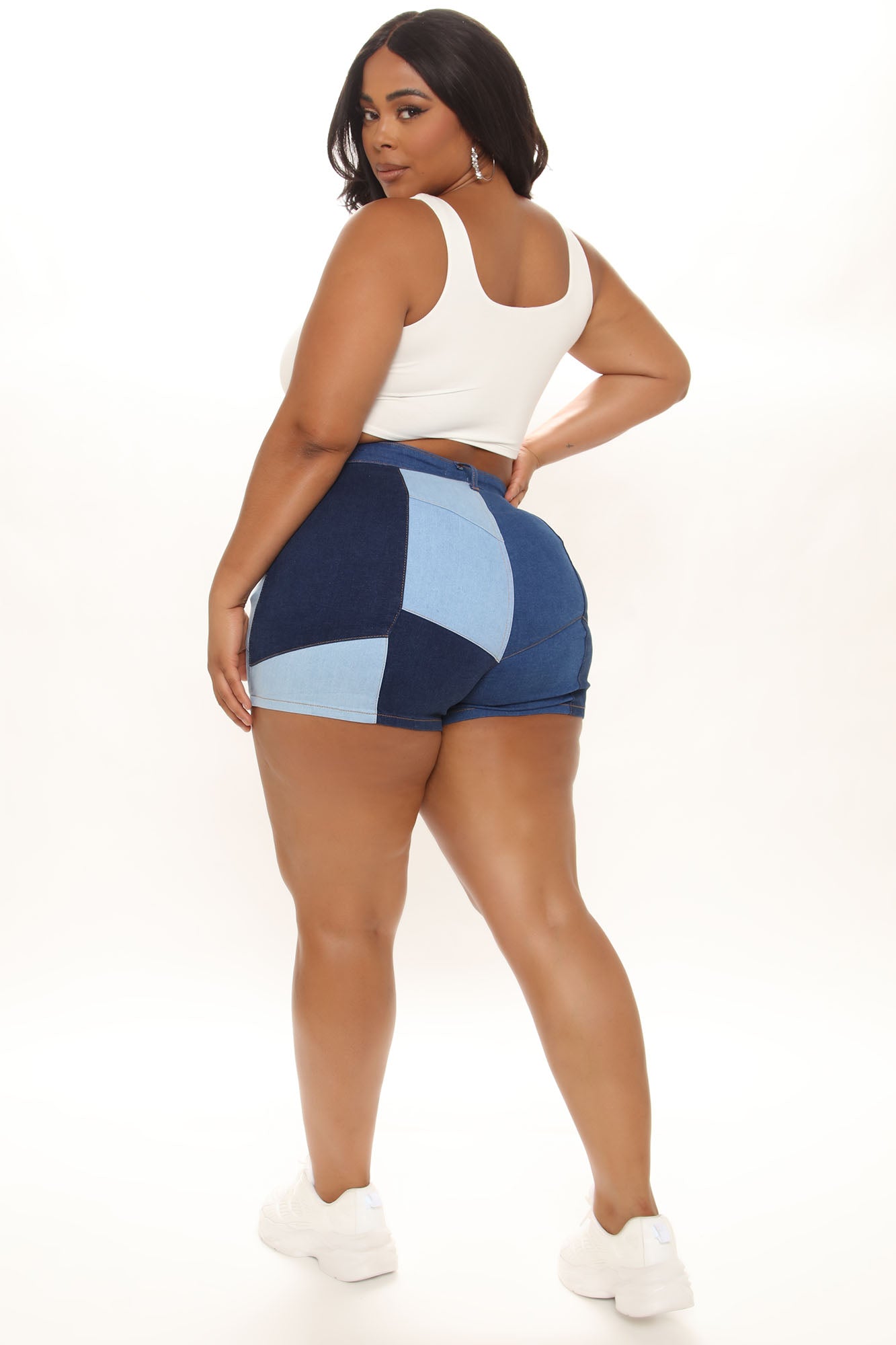 Peace Out Patchwork Denim Shorts - Blue/combo Ins Street