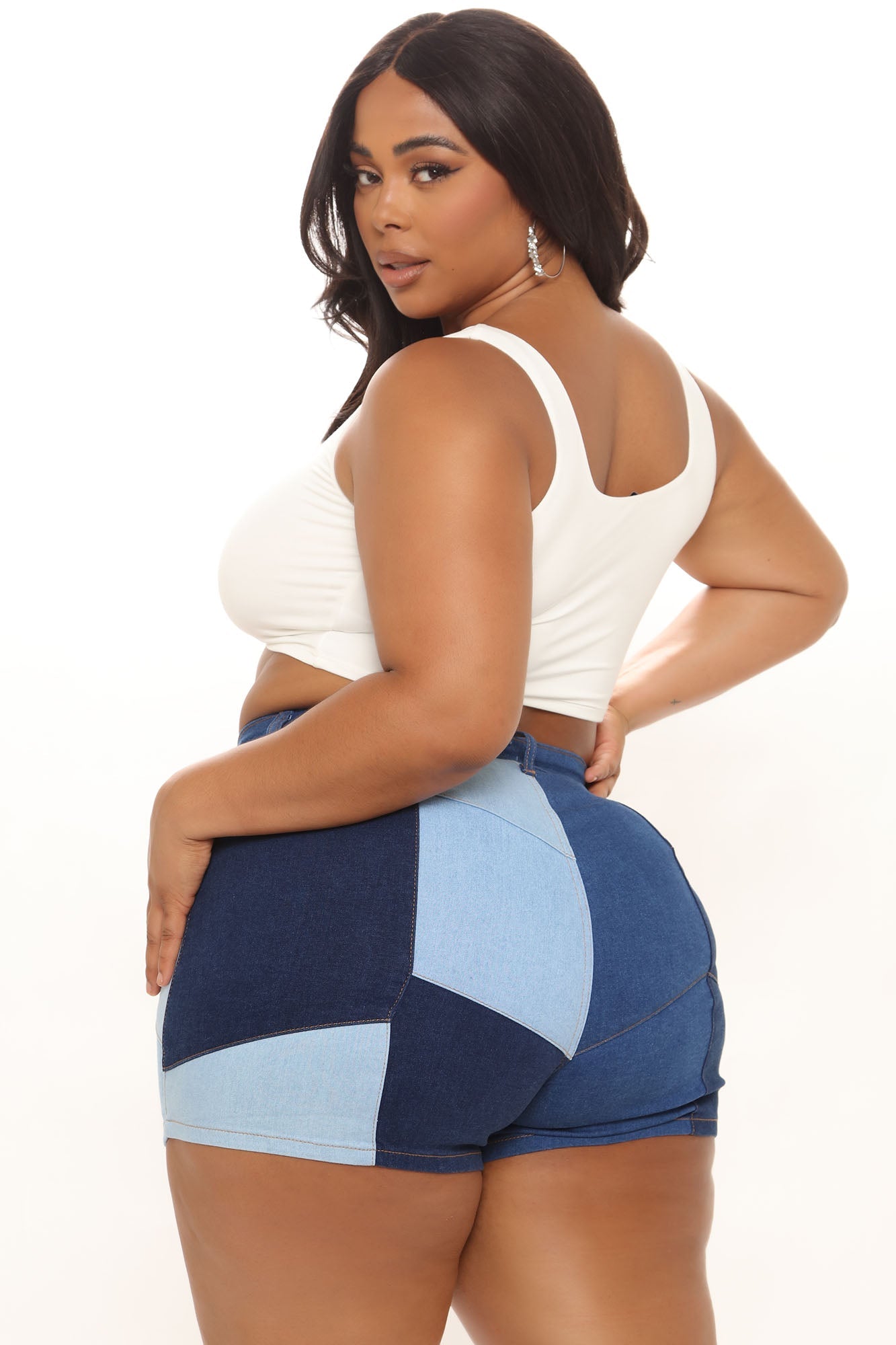 Peace Out Patchwork Denim Shorts - Blue/combo Ins Street