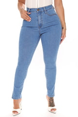 Upper East Side Split Ankle Jeans - Medium Blue Wash Ins Street
