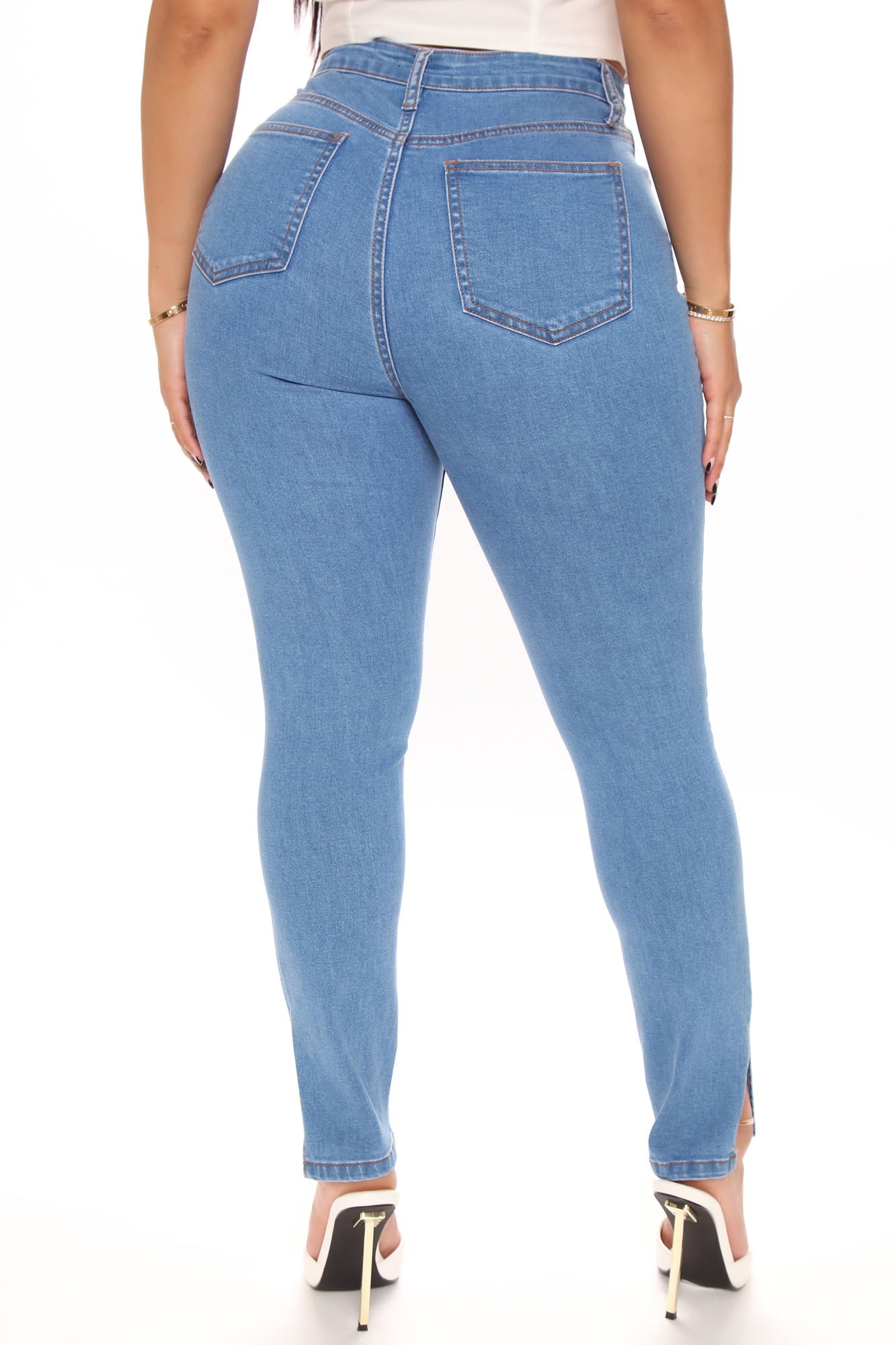 Upper East Side Split Ankle Jeans - Medium Blue Wash Ins Street