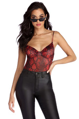 Sexy Snake Print Mesh Bodysuit Ins Street