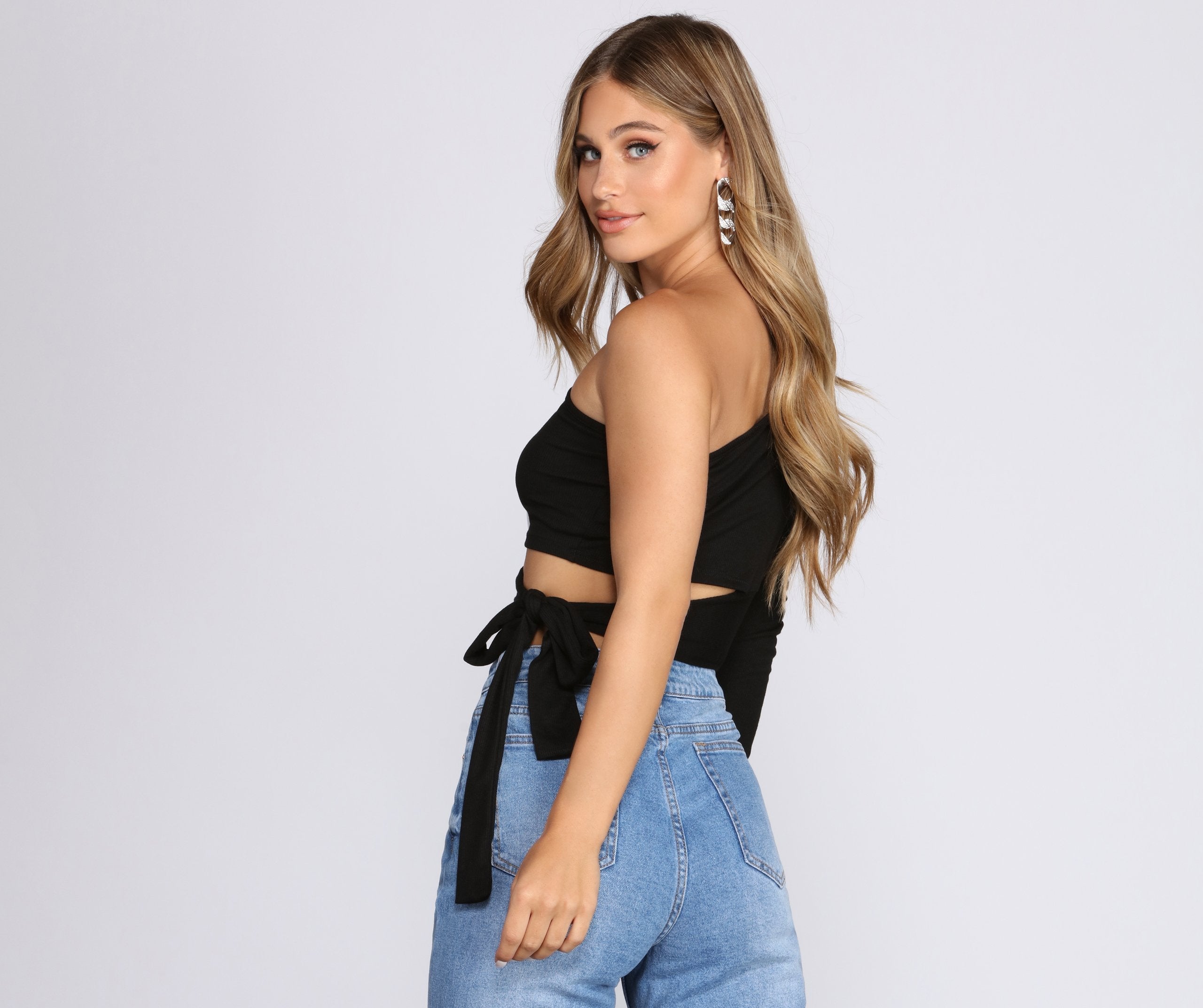 Single Sleeve Ribbed Crop Top Ins Street