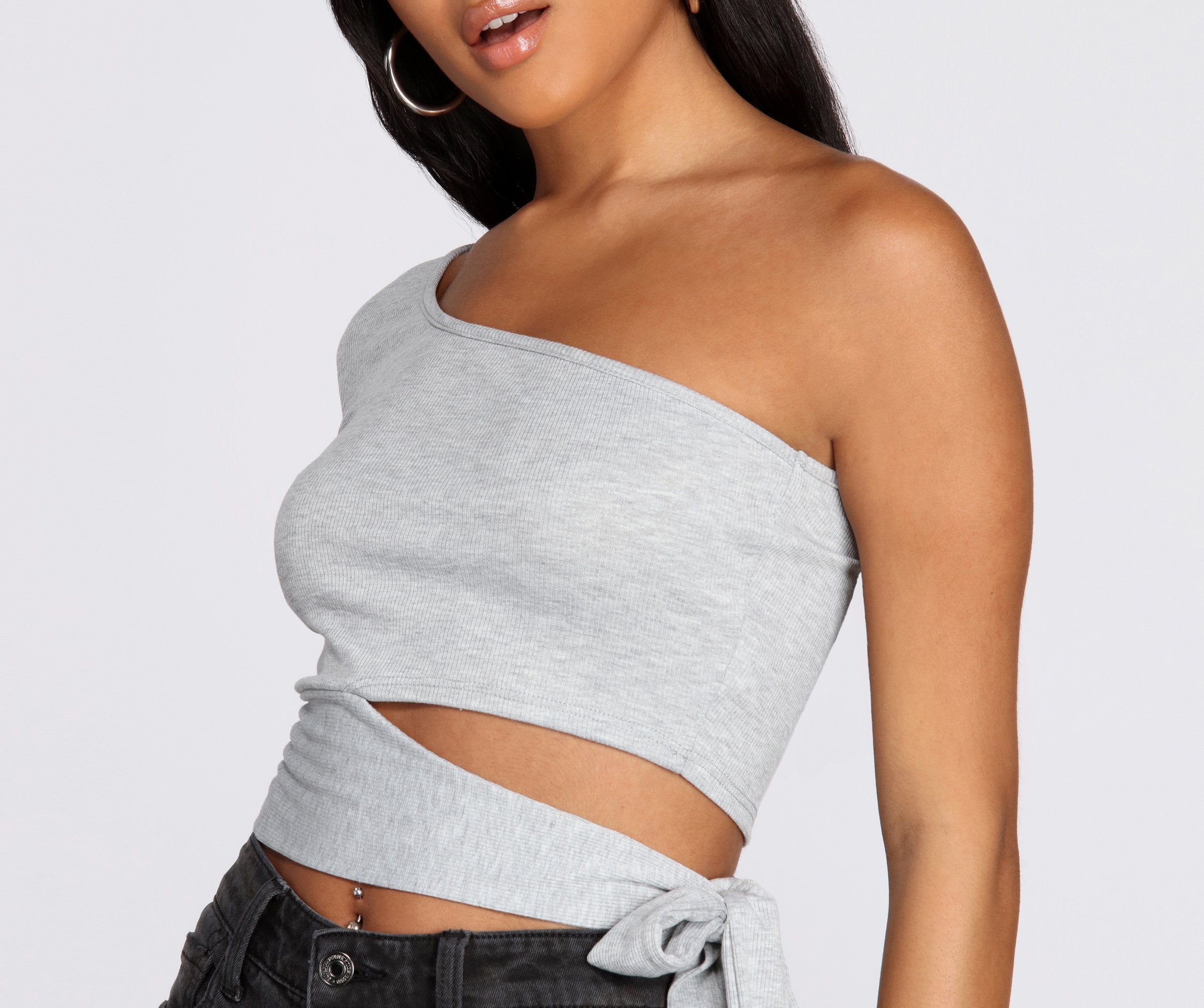 Single Sleeve Ribbed Crop Top Ins Street