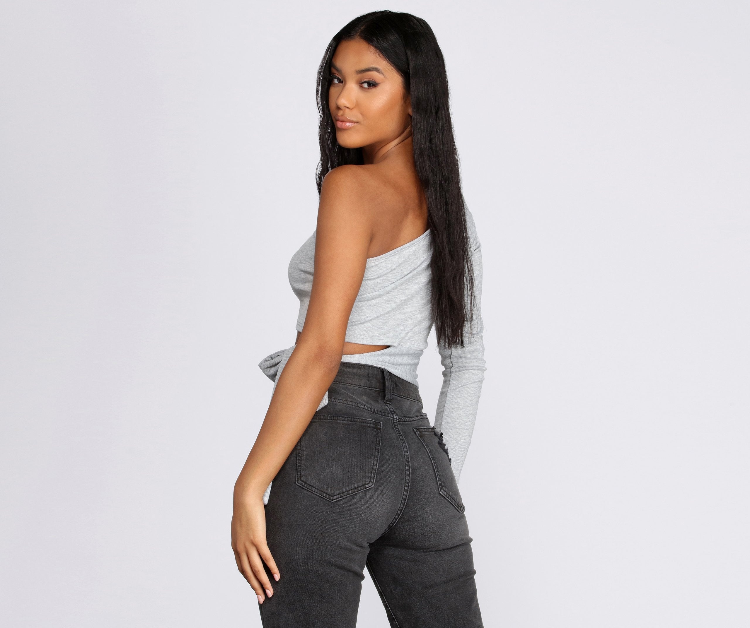 Single Sleeve Ribbed Crop Top Ins Street