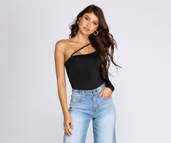 Slinky Knit One Shoulder Bodysuit Ins Street