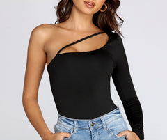 Slinky Knit One Shoulder Bodysuit Ins Street