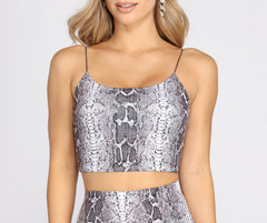 Sequin Snake Print Crop Top Ins Street