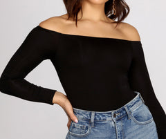 Simple Style Off The Shoulder Bodysuit Ins Street