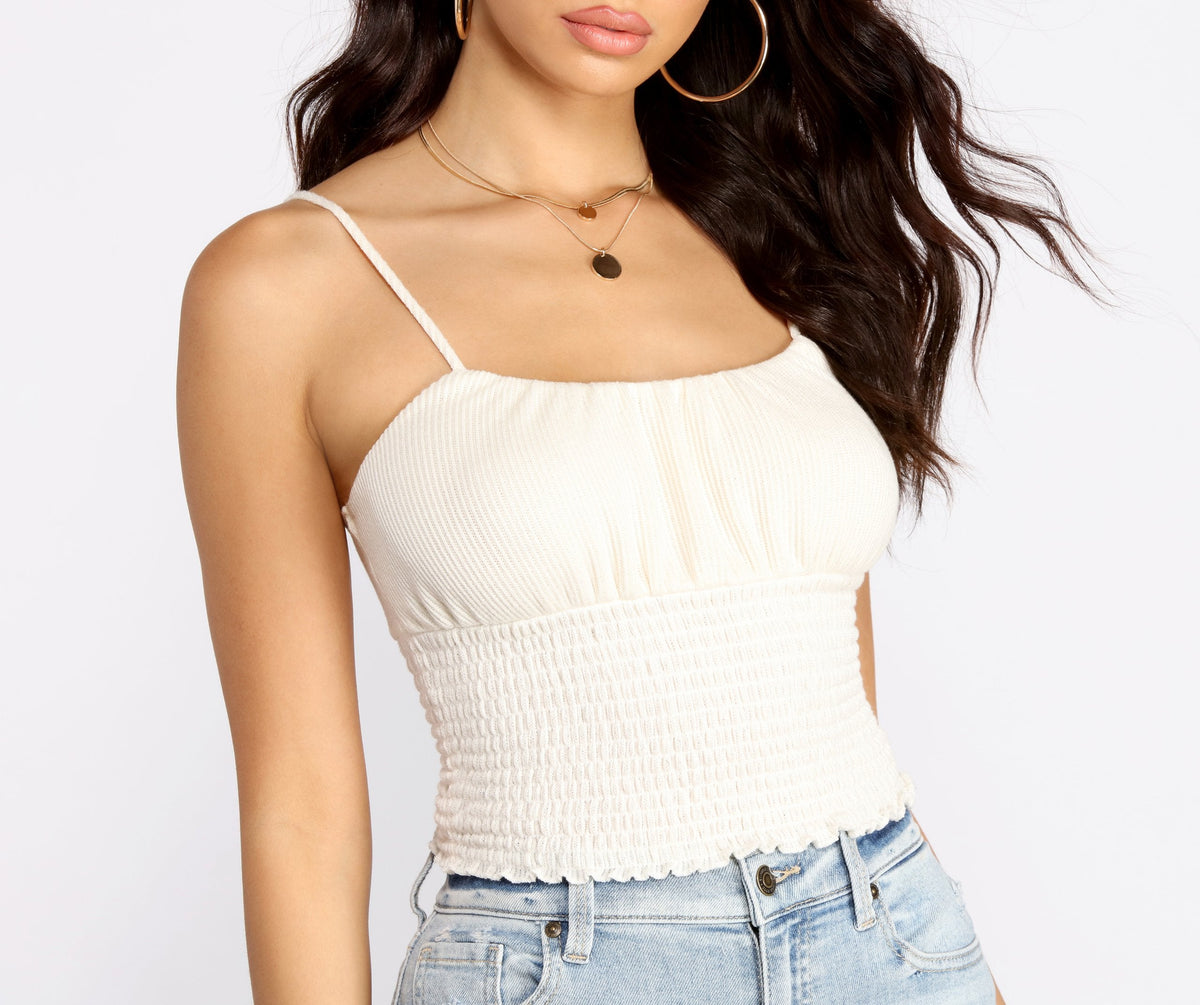 Smocked Waist Cropped Tank Ins Street